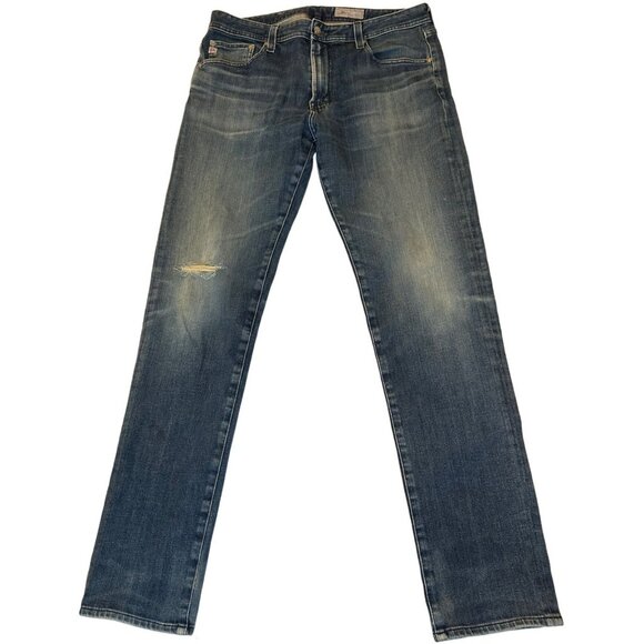 AG Adriano Goldschmied Men's Tellis Modern Slim Fit Jeans Distressed 34x33 Blue - Picture 2 of 11